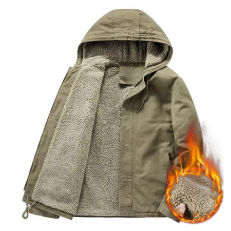 TrendAura Mens Insulated Cotton Padded Hooded Jacket With Relaxed Fit And Warm Fleece Lining For Winter