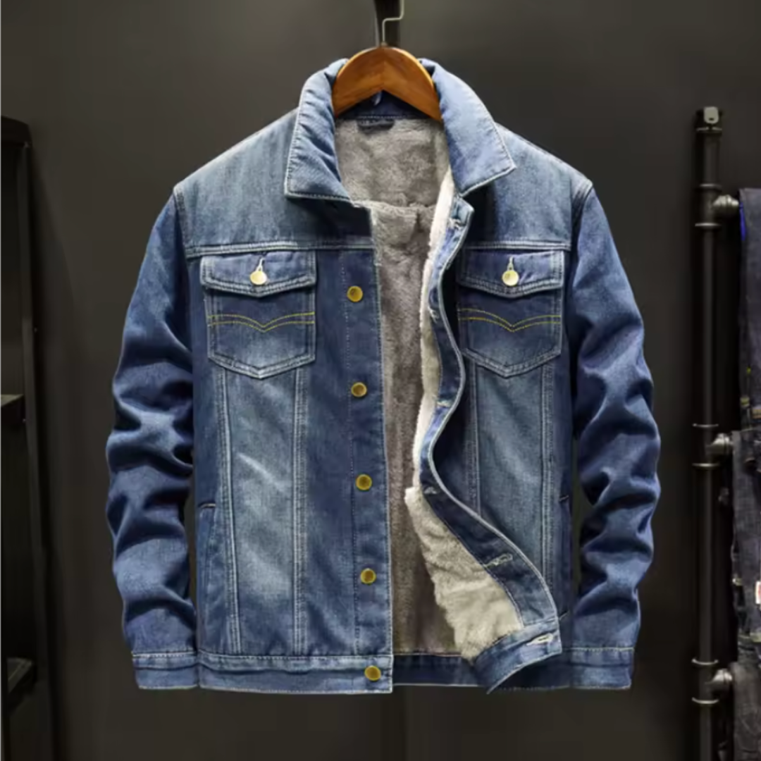 Brenton Fleece Lined Denim Jacket For Men With Soft Interior And Turn Down Collar Heavyweight Button Up Outerwear