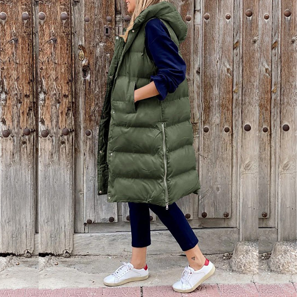 Women Long Quilted Cardigan With Zipper Pockets For Warmth Cozy Fit And Everyday Weekend Style