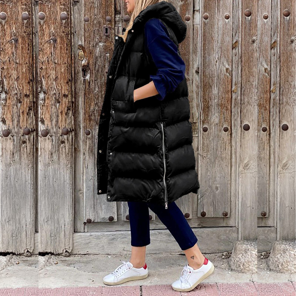 Women Long Quilted Cardigan With Zipper Pockets For Warmth Cozy Fit And Everyday Weekend Style