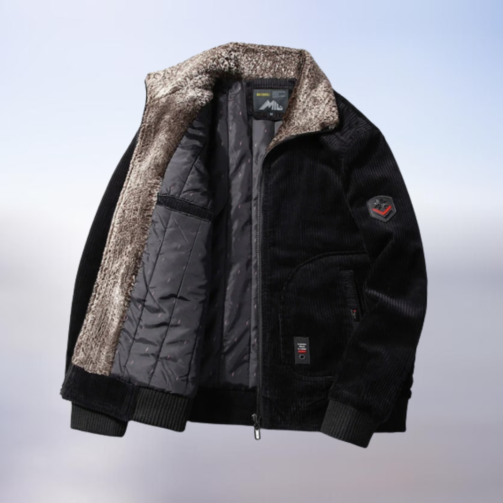 Jaxen Men's Corduroy Winter Jacket With Warm Fur Collar