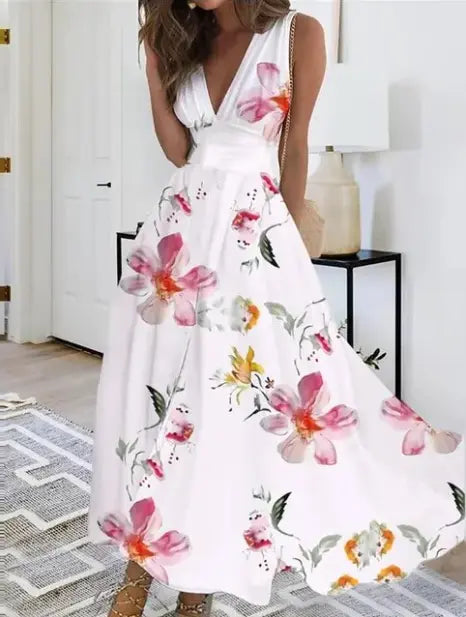 V-Neck Midi Dress for Women – Elegant & Versatile Summer Style