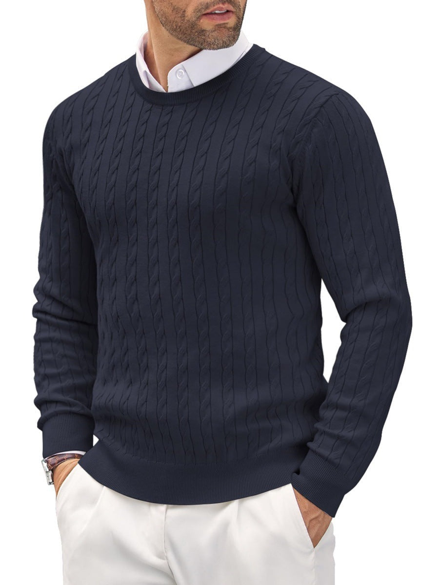 Slim pullover with round neck for men in fine knit