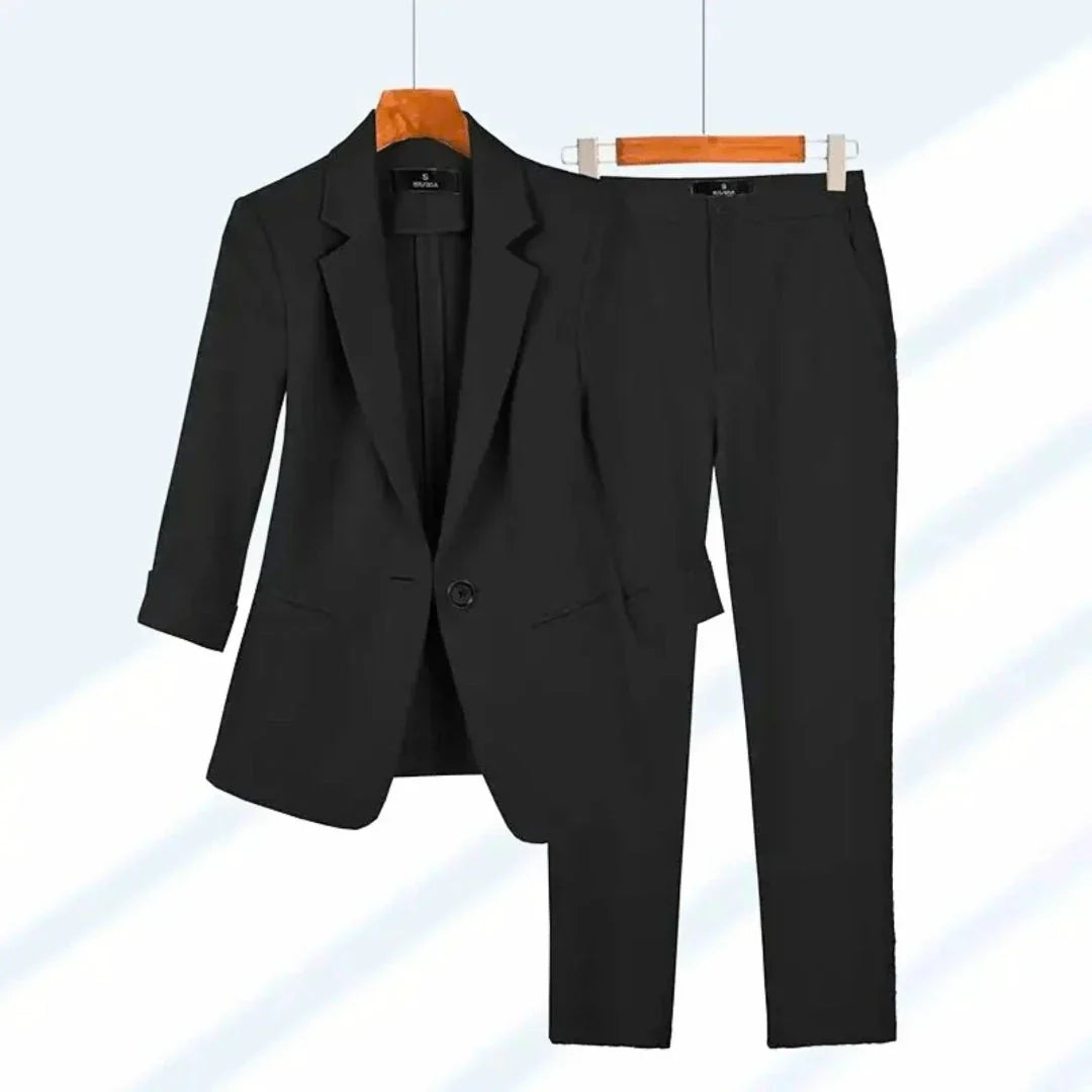 Velora Classic Tailored Women's Suit Set Blazer and Trousers for Business Professional Wear