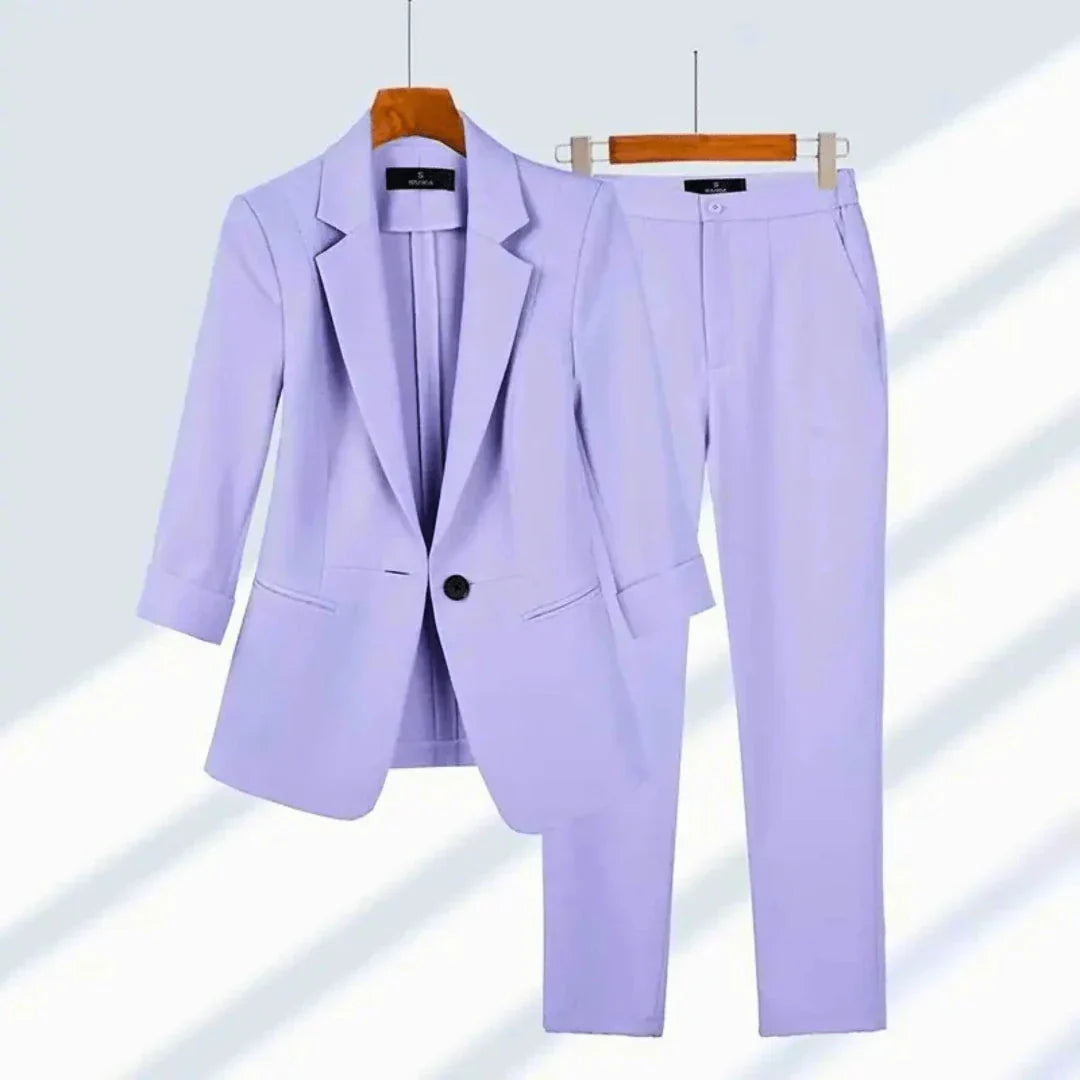 Velora Classic Tailored Women's Suit Set Blazer and Trousers for Business Professional Wear