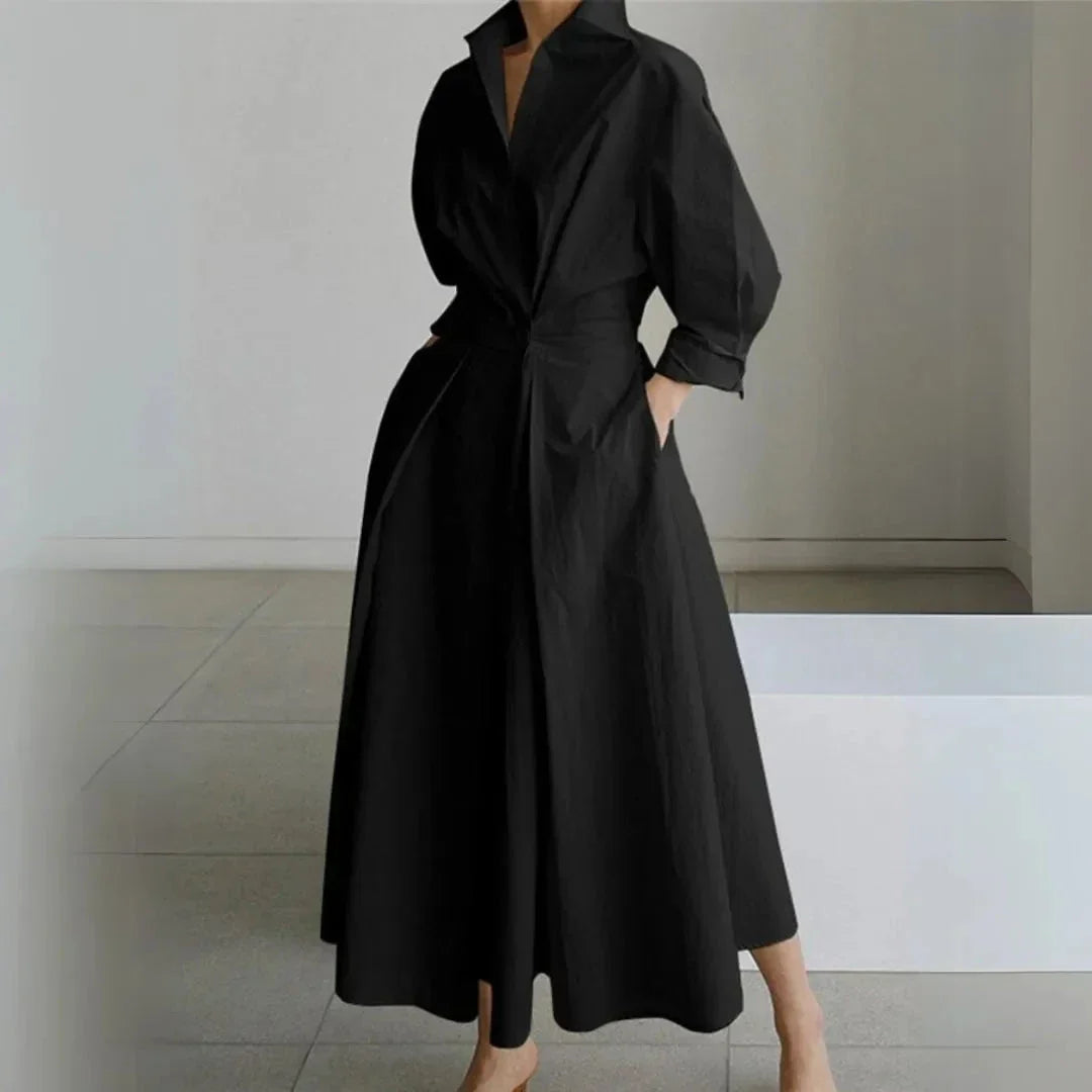 Valencia Long Sleeves Cinched Shirt Dress