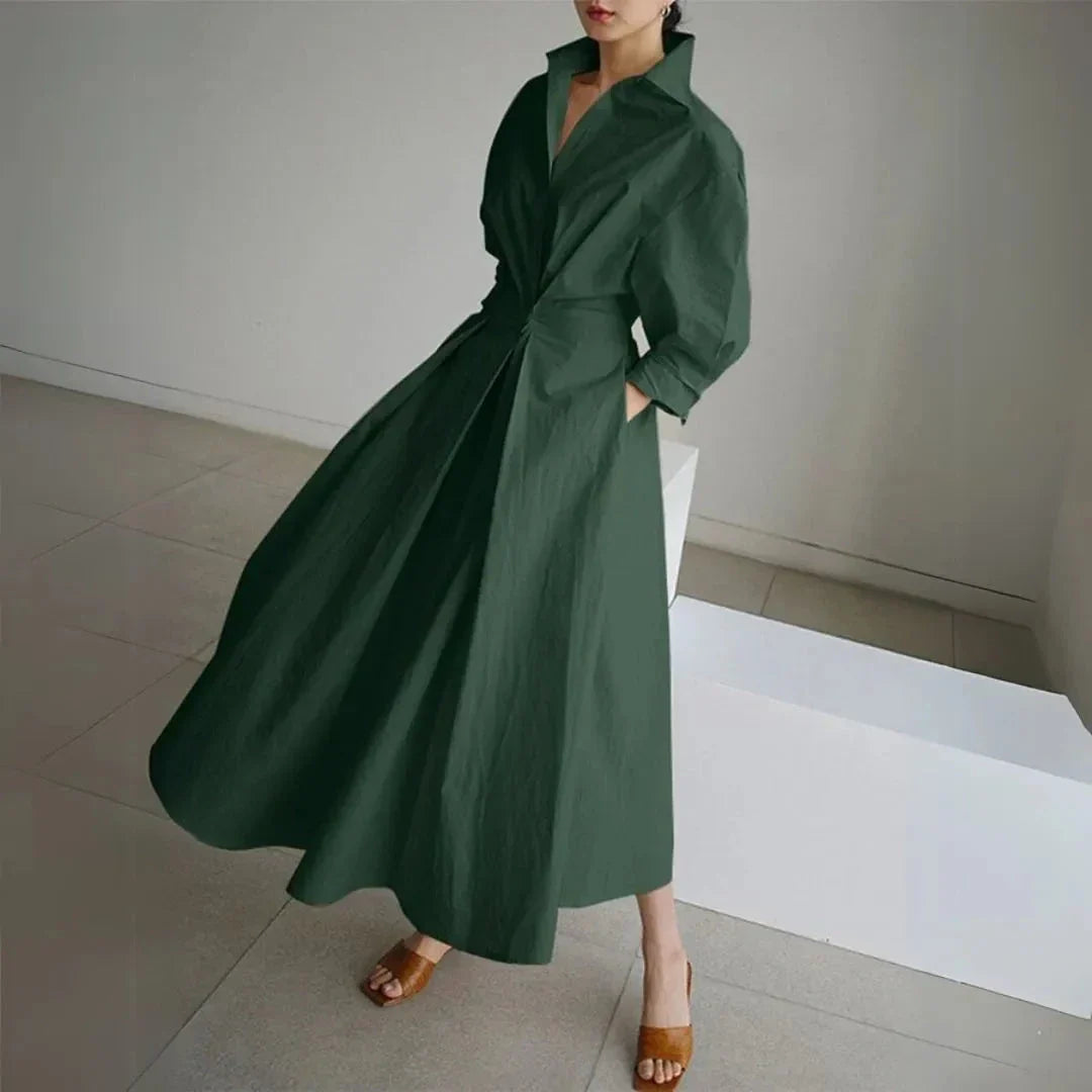 Valencia Long Sleeves Cinched Shirt Dress