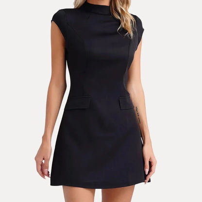 Valencia Mock Neck Tailored Mini Dress