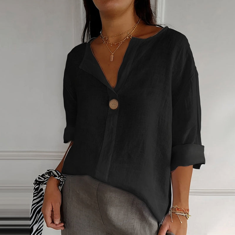 Anna - Linen V-Neck Blouse