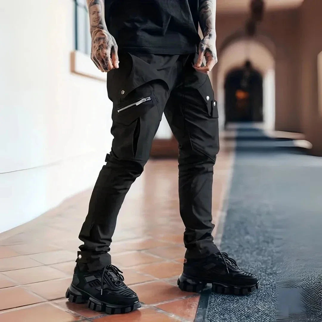 Waylynn Van Skinny Zip Cargo Pants for Men with Multi Pocket Design and Tapered Fit