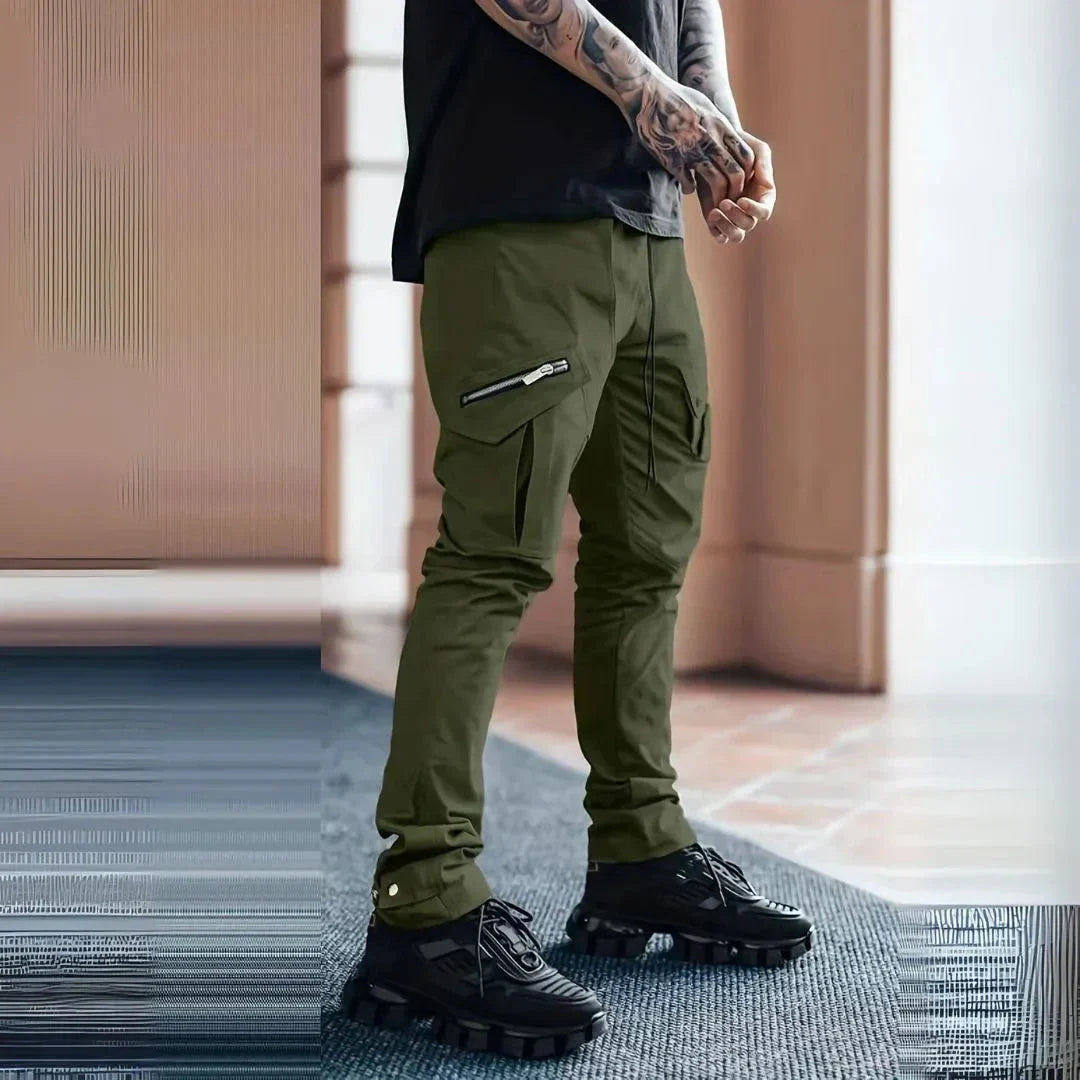 Waylynn Van Skinny Zip Cargo Pants for Men with Multi Pocket Design and Tapered Fit