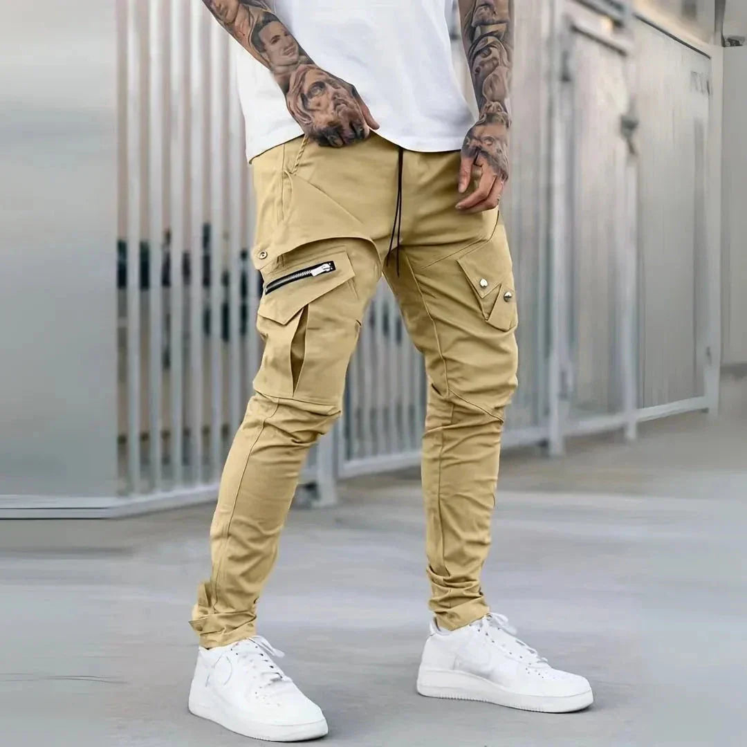 Waylynn Van Skinny Zip Cargo Pants for Men with Multi Pocket Design and Tapered Fit