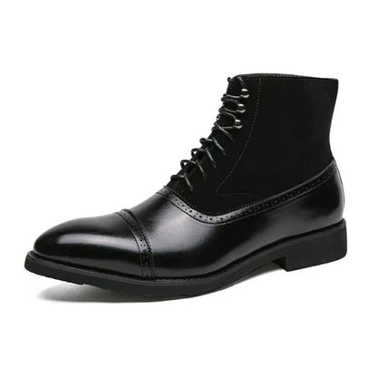 Vaughn Hartfield Cap Toe Boots for Men in Rich Leather and Suede with Durable Hybrid Sole by TrendAura