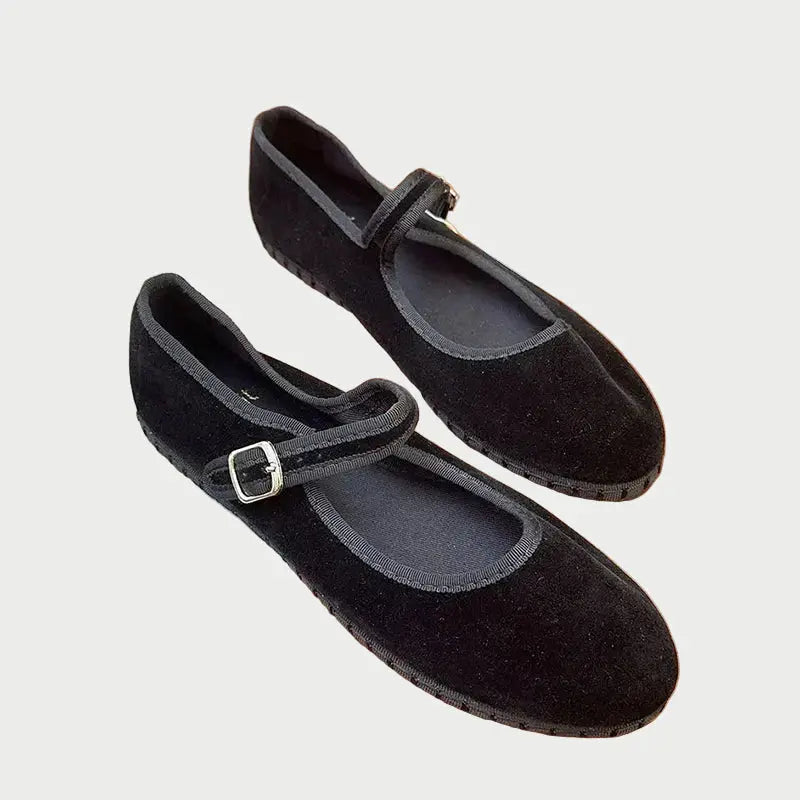Velvet Ballet Flats for Women – Elegant & Comfortable Mary Jane Design