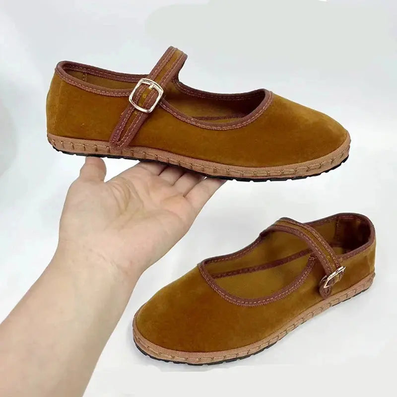 Velvet Ballet Flats for Women – Elegant & Comfortable Mary Jane Design