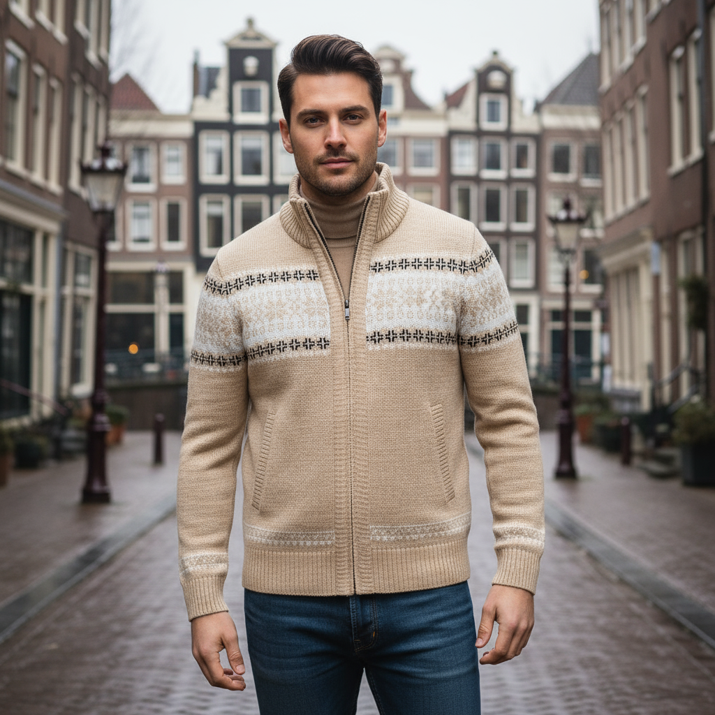 Mens Knitted Winter Vest With Norwegian Pattern For Men Soft Inner Texture Warmth