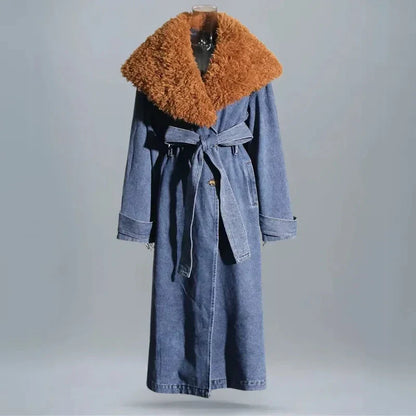 Clara Faux Fur Longline Denim Coat