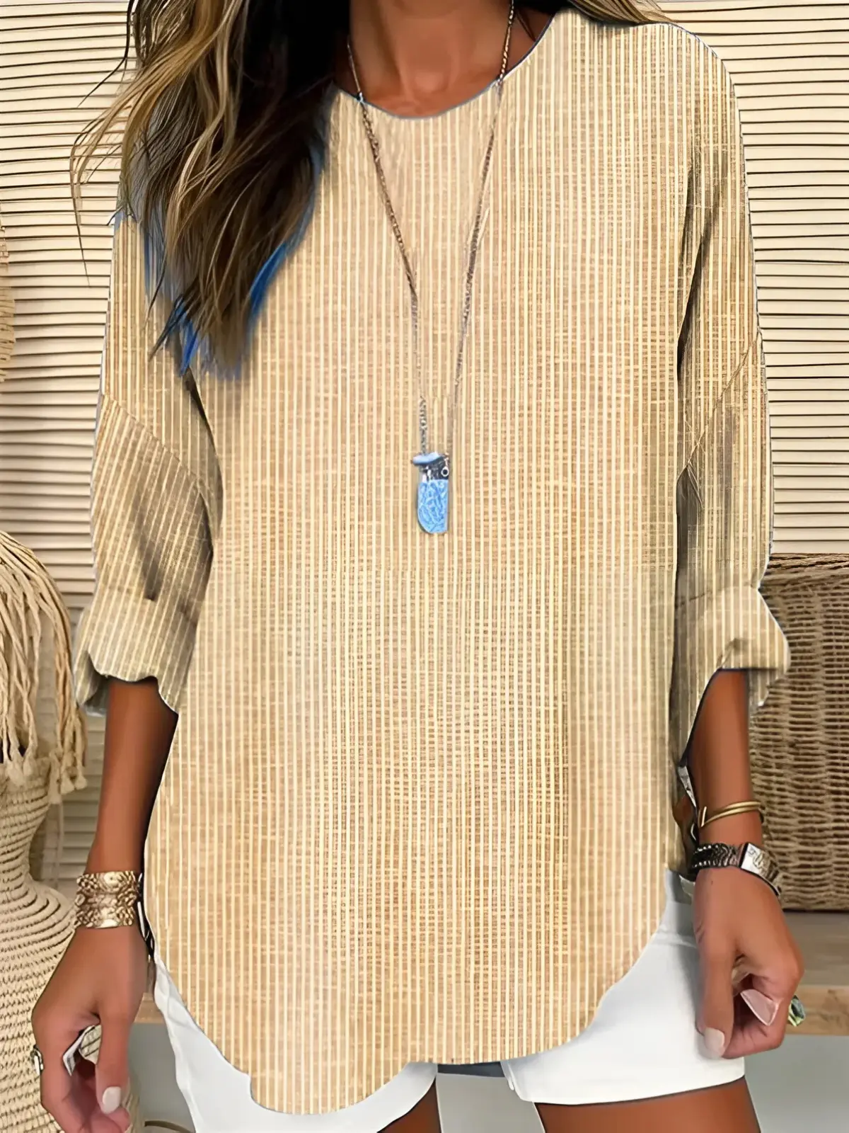 Vertical Striped Blouse for Women – Lightweight & Stylish Long Sleeve Top