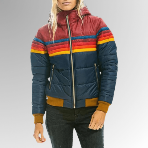Retro Quilted Jacket with Hood | Colorful and Warm