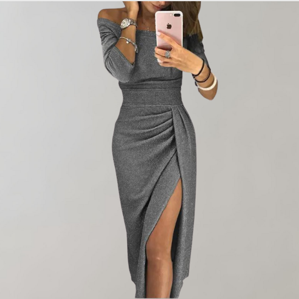 Marit Glitter Dress For Women Short Sleeves Long Cut Shine At Parties Elegant Night Out Look