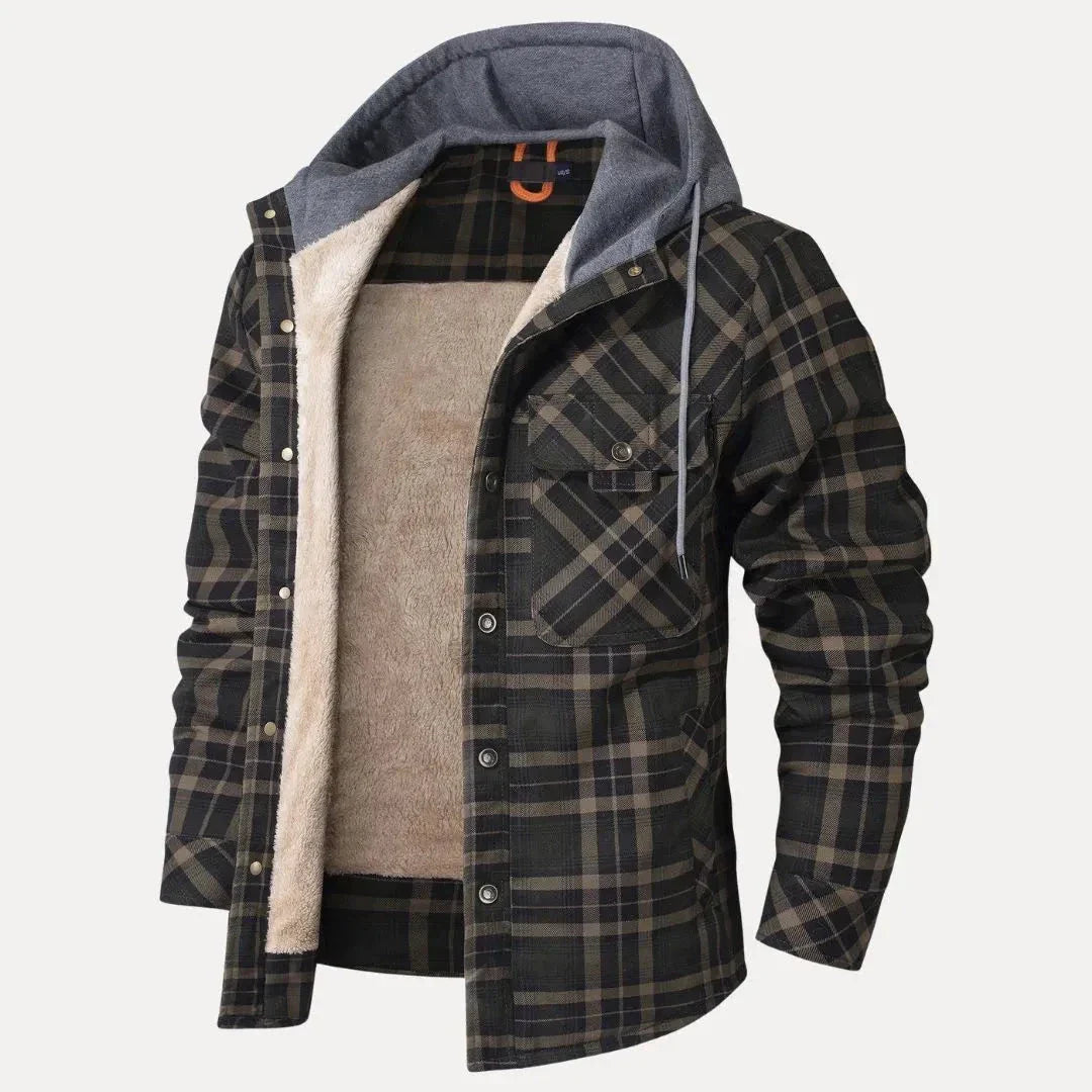 Vincent Sherpa Lined Plaid Padded Jacket With Hood Ideal For Cold Weather Outdoor Adventures