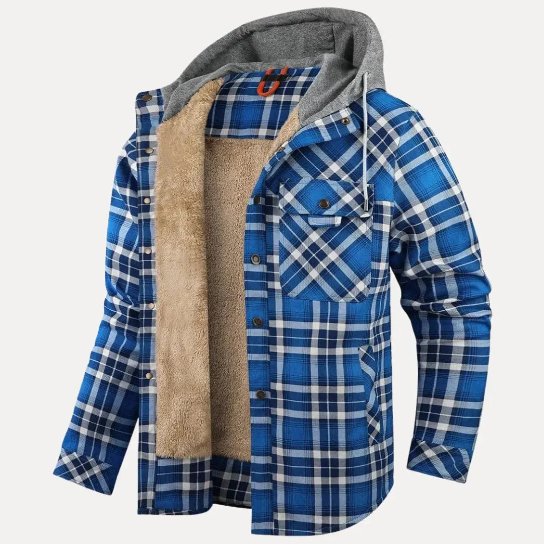Vincent Sherpa Lined Plaid Padded Jacket With Hood Ideal For Cold Weather Outdoor Adventures