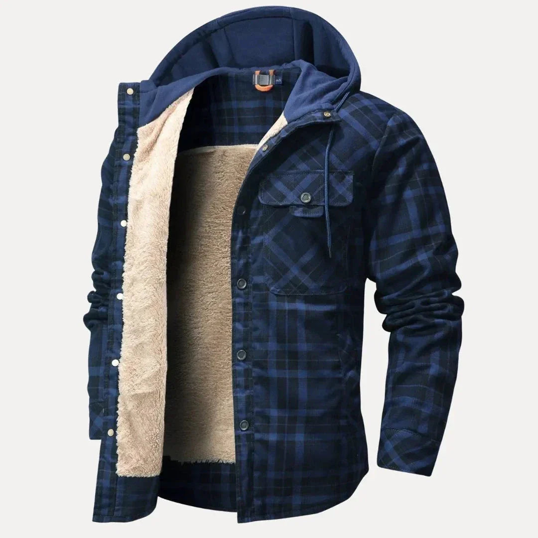 Vincent Sherpa Lined Plaid Padded Jacket With Hood Ideal For Cold Weather Outdoor Adventures