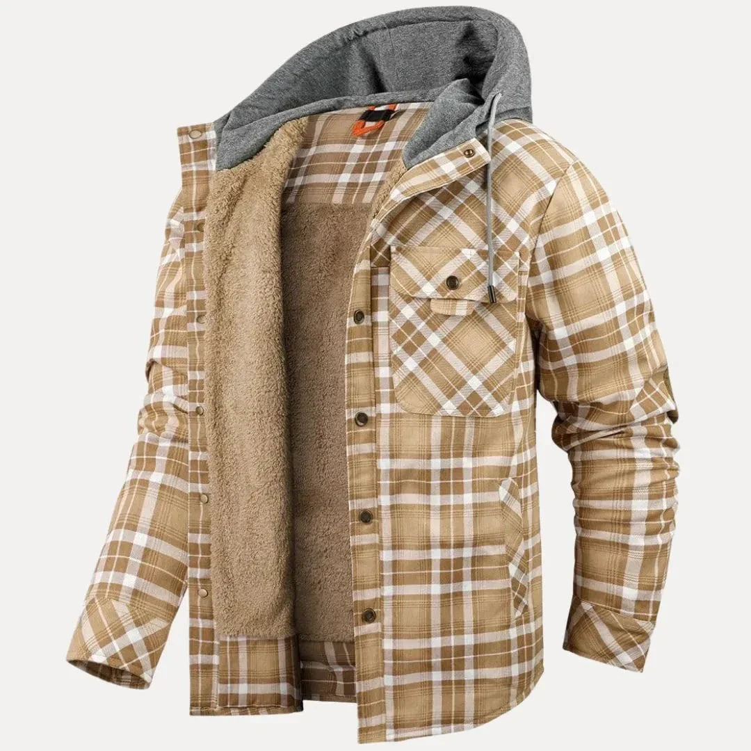 Vincent Sherpa Lined Plaid Padded Jacket With Hood Ideal For Cold Weather Outdoor Adventures