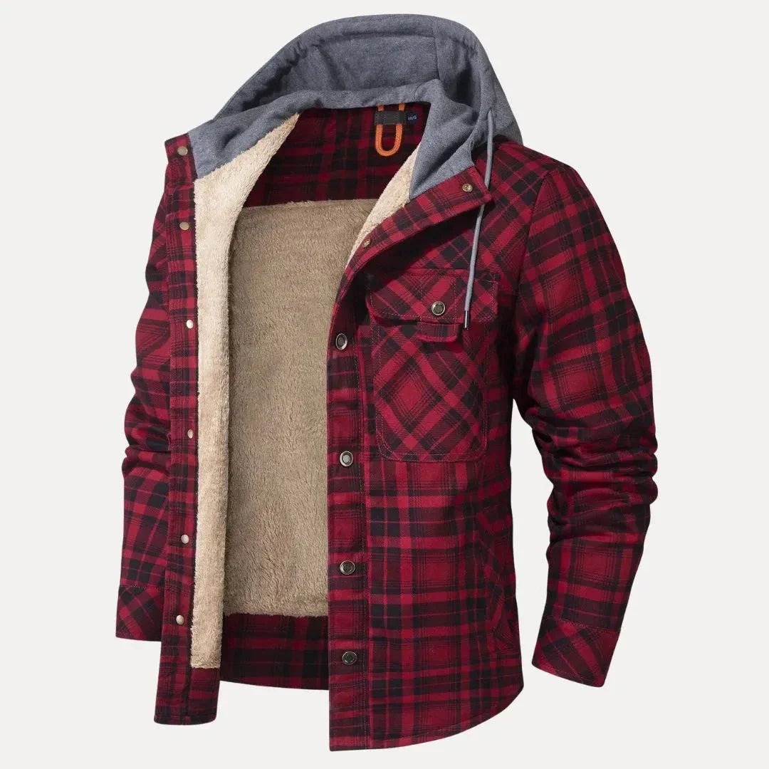 Vincent Sherpa Lined Plaid Padded Jacket With Hood Ideal For Cold Weather Outdoor Adventures