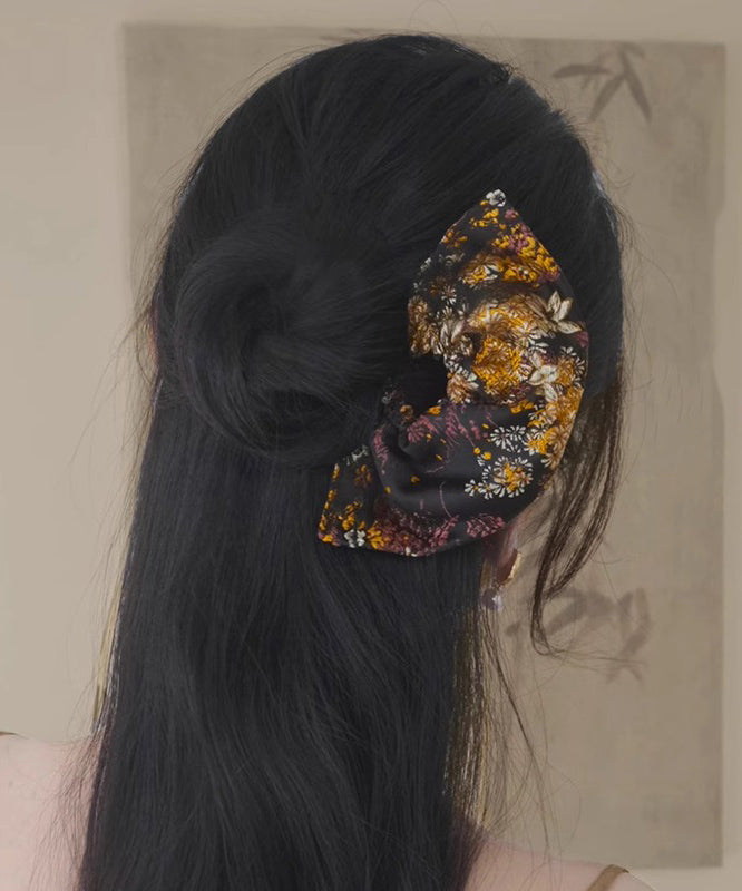 Épingle à cheveux vintage en forme d'éventail avec broderie en pierre œil de tigre noire et cuivre - TrendAura