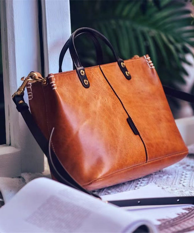 Grand sac fourre-tout vintage en cuir marron durable - TrendAura