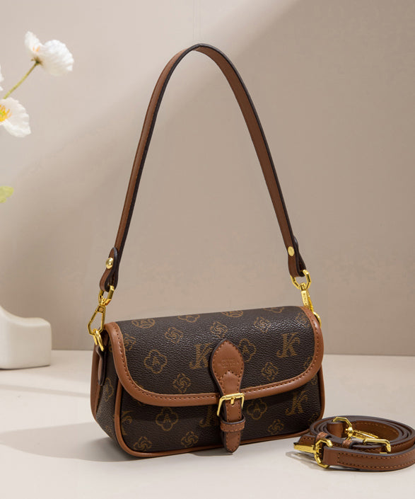Micro sac vintage en similicuir jacquard marron - TrendAura