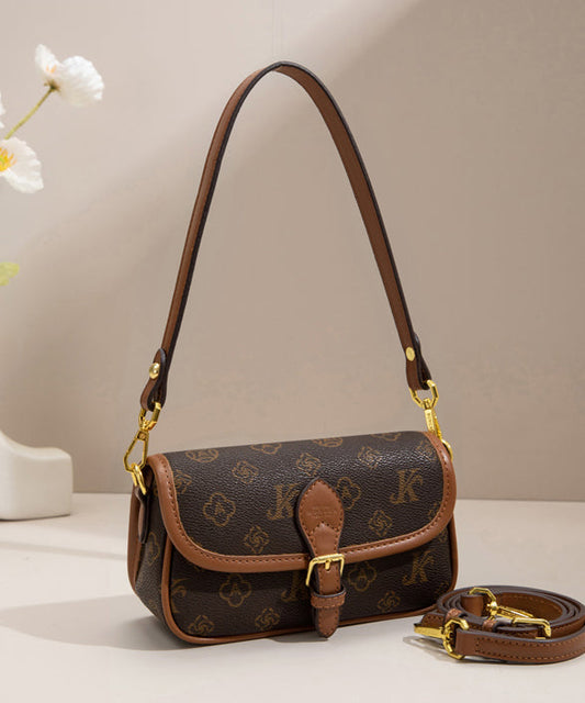 Micro sac vintage en similicuir jacquard marron - TrendAura