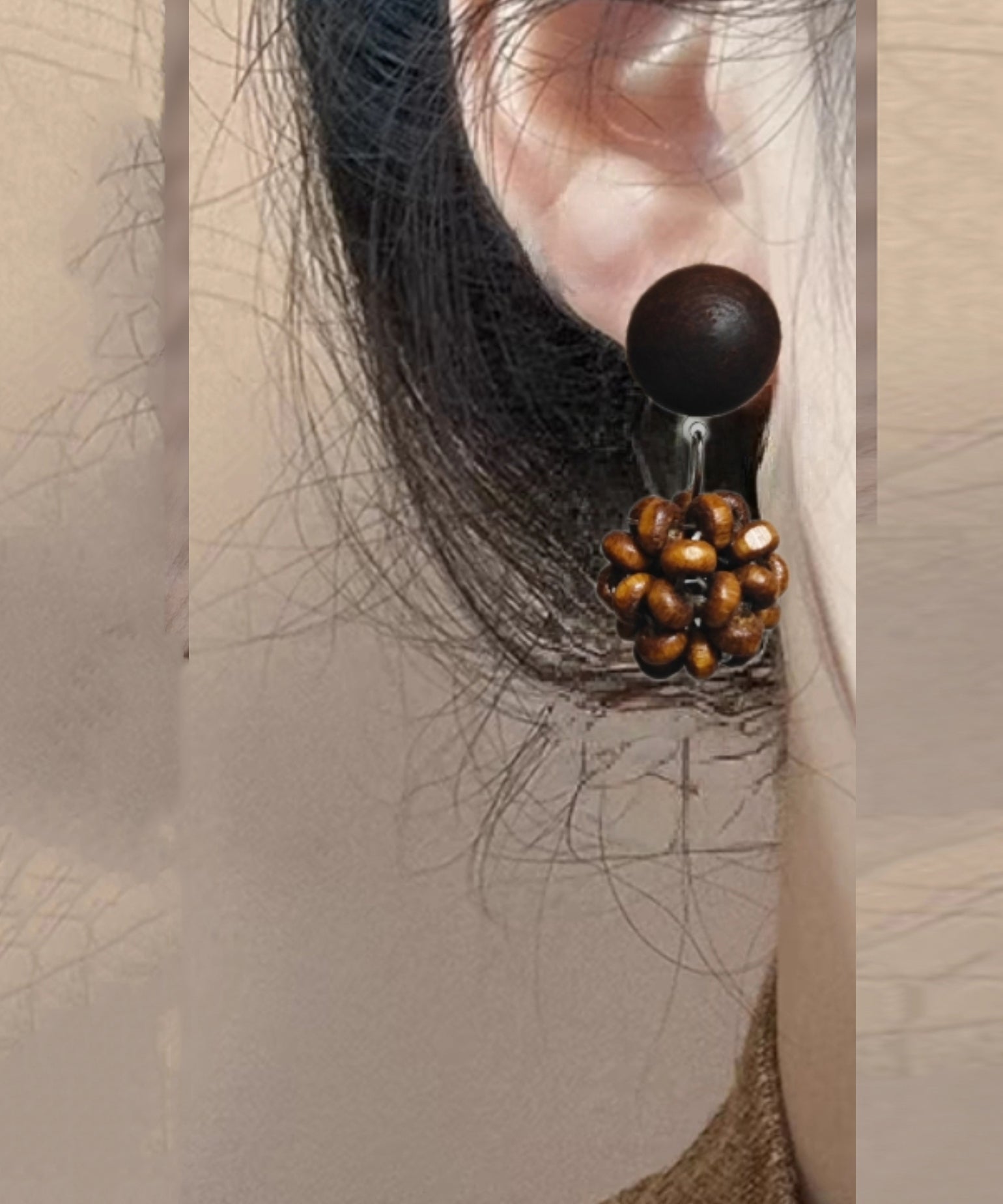 Boucles d'oreilles pendantes vintage en argent sterling marron en forme de pomme de pin - TrendAura