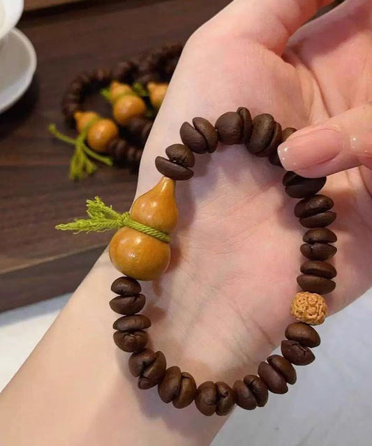 Bracelet chaîne en perles de Bouddha tissées au café vintage - TrendAura