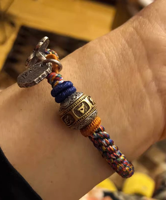 Bracelet à breloques vintage en fil de coton tissé de perles - TrendAura