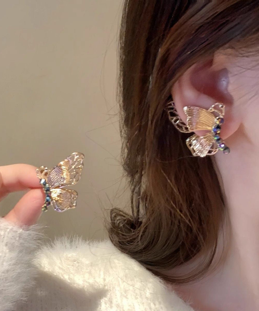 Boucles d'oreilles papillon vintage en alliage d'or et d'argent sterling - TrendAura
