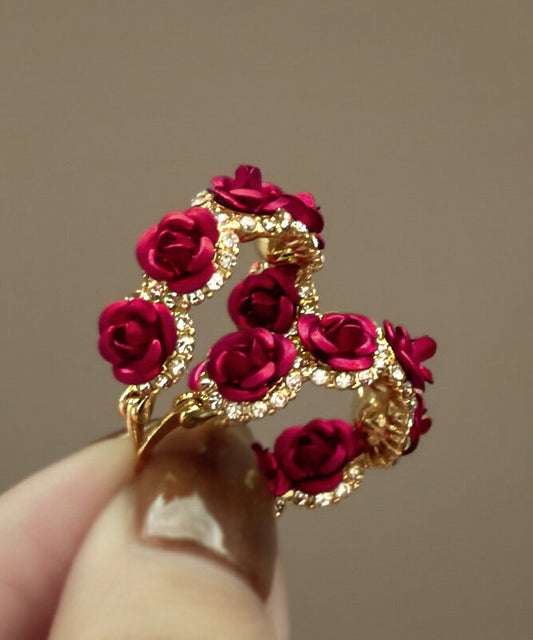 Boucles d'oreilles créoles vintage en argent sterling doré et zircon rose - TrendAura