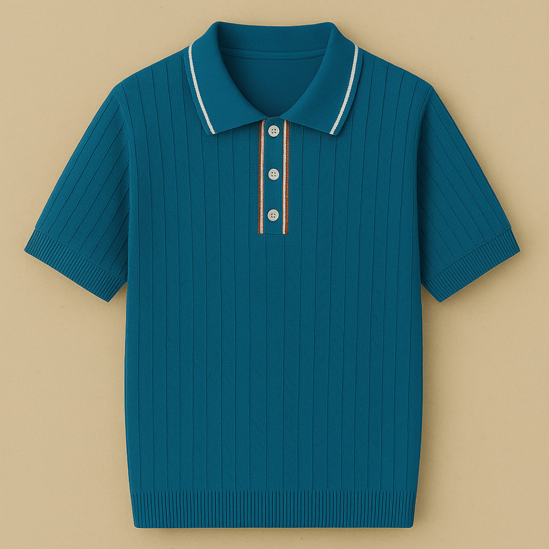 Vintage-inspired knit polo shirt