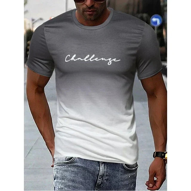 Men's Slim Fit T Shirt With Gradient Design And Print Round Neck Soft Breathable Fabric By TrendAura