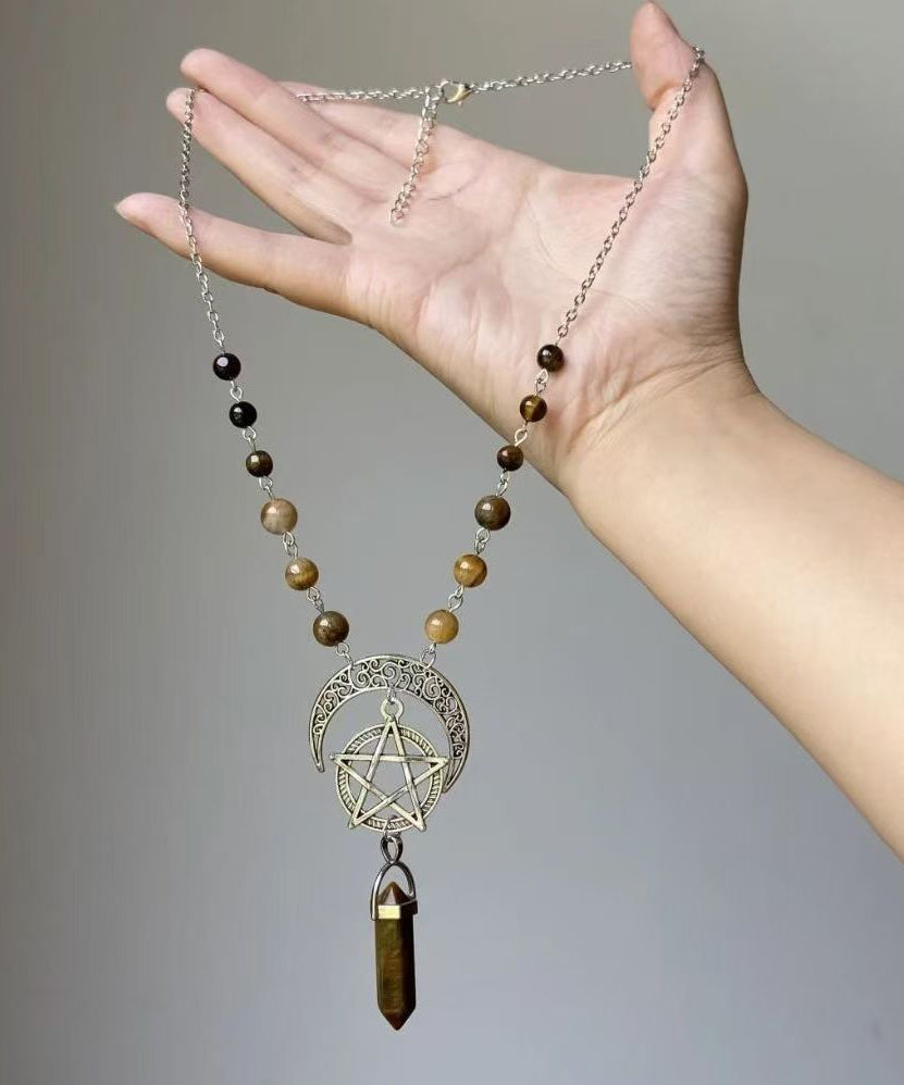 Collier Lariat Vintage en Métal Étoile Lune Univers - TrendAura