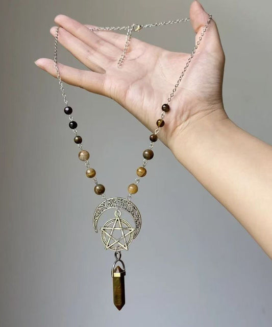 Collier Lariat Vintage en Métal Étoile Lune Univers - TrendAura