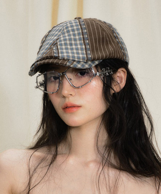 Chapeau breton polyvalent à carreaux vintage et colorblock - TrendAura