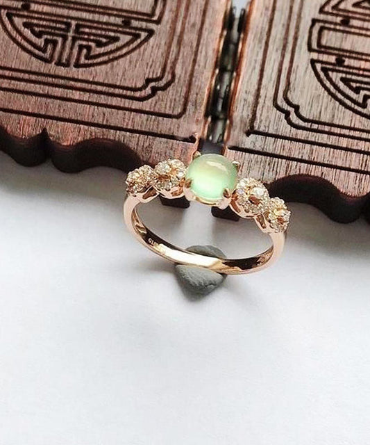 Bagues vintage en argent sterling et or rose avec zircon et jade - TrendAura