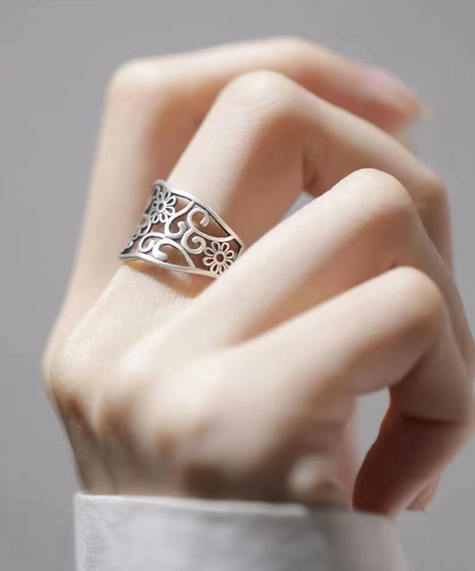 Bagues creuses en argent sterling et soie vintage - TrendAura