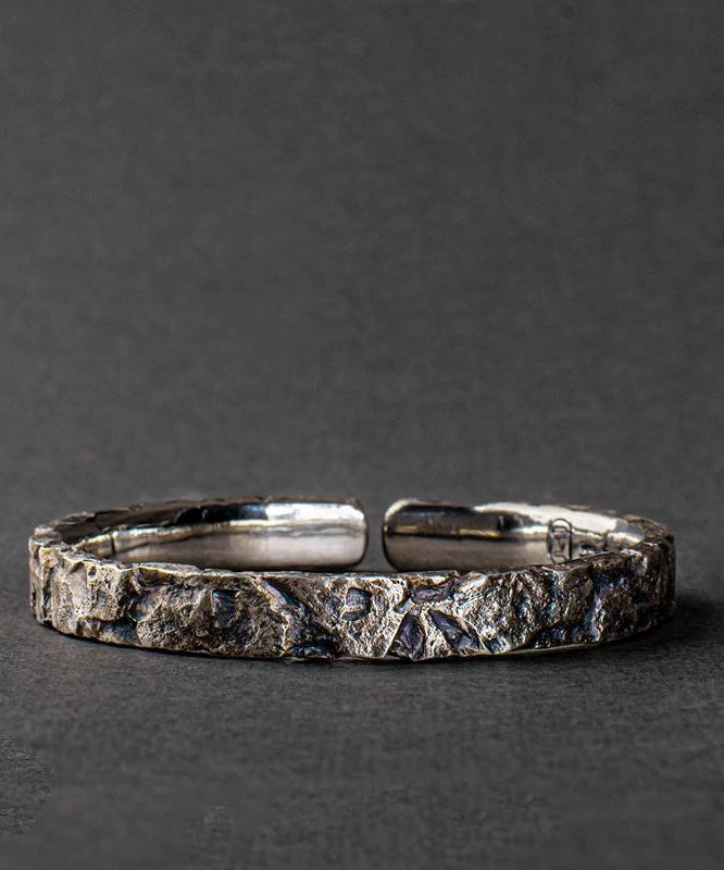 Manchette vintage en argent sterling pour homme, motif « A Massive Rock » - TrendAura