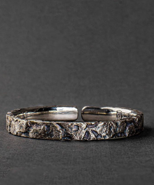 Manchette vintage en argent sterling pour homme, motif « A Massive Rock » - TrendAura