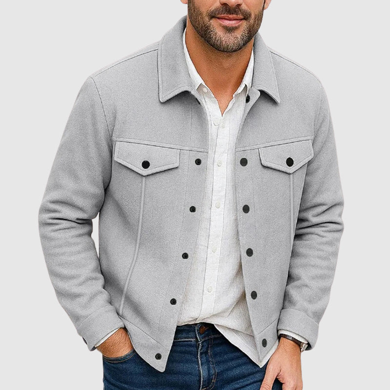 Vintage Look Button Up Faux Suede Jacket