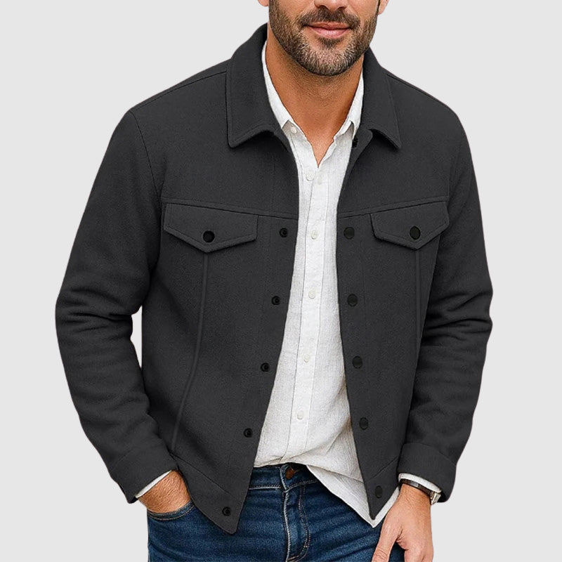 Vintage Look Button Up Faux Suede Jacket