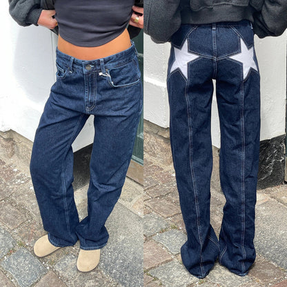 Vintage women's jeans with star pattern